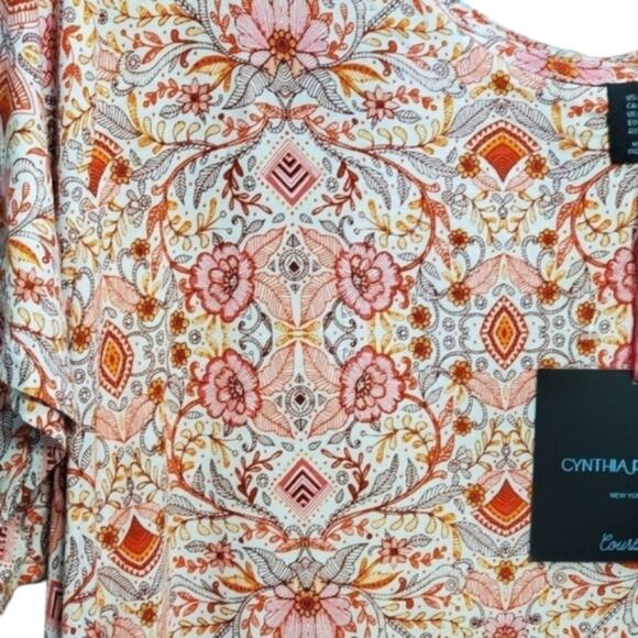 Cynthia Rowley Boho Floral super soft floral tunic length Shirt Plus Size 2X New - Picture 7 of 7